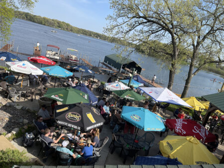 Outdoor event by lake