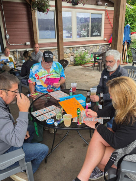 Friends Playing Bingo Outside