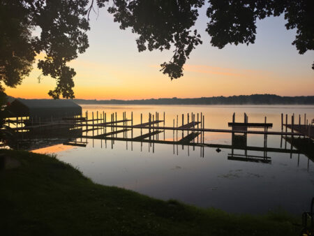 Lake Sunrise With Docks