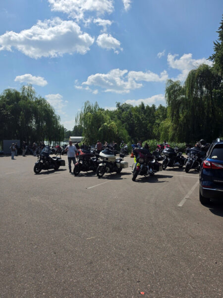Motorcycles Parked In Lot